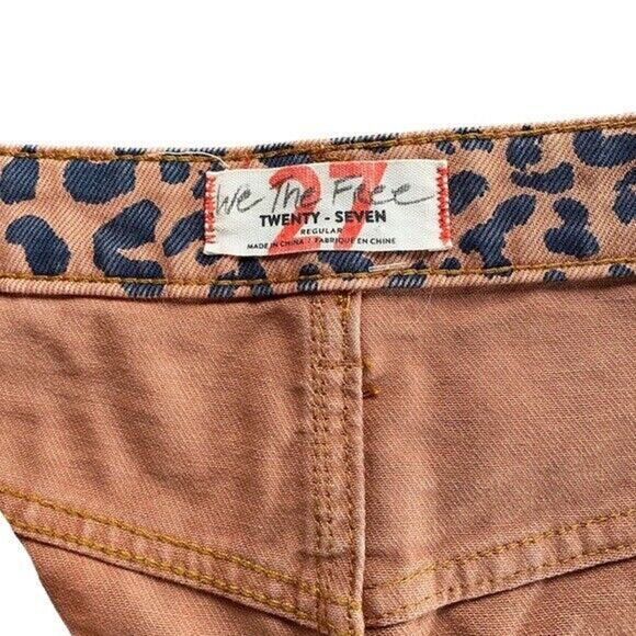 Free People Zip It Up Leopard Printed Frayed Hem Mini Skirt sz 27 black brown - Picture 7 of 7